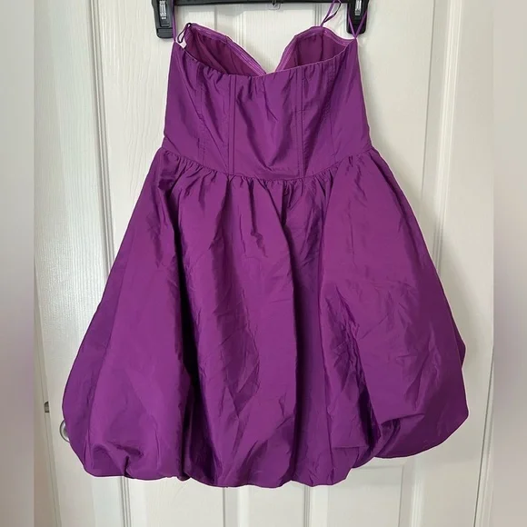 NWOT Zara Vibrant Purple Strapless Voluminous mini Dress - Picture 13 of 16